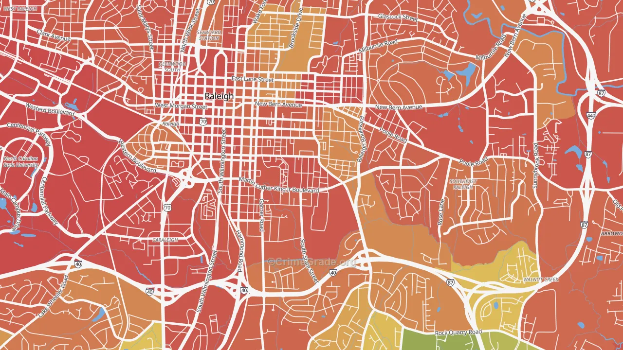 South Central, Raleigh, NC Map of Drug-Related Crime Rates