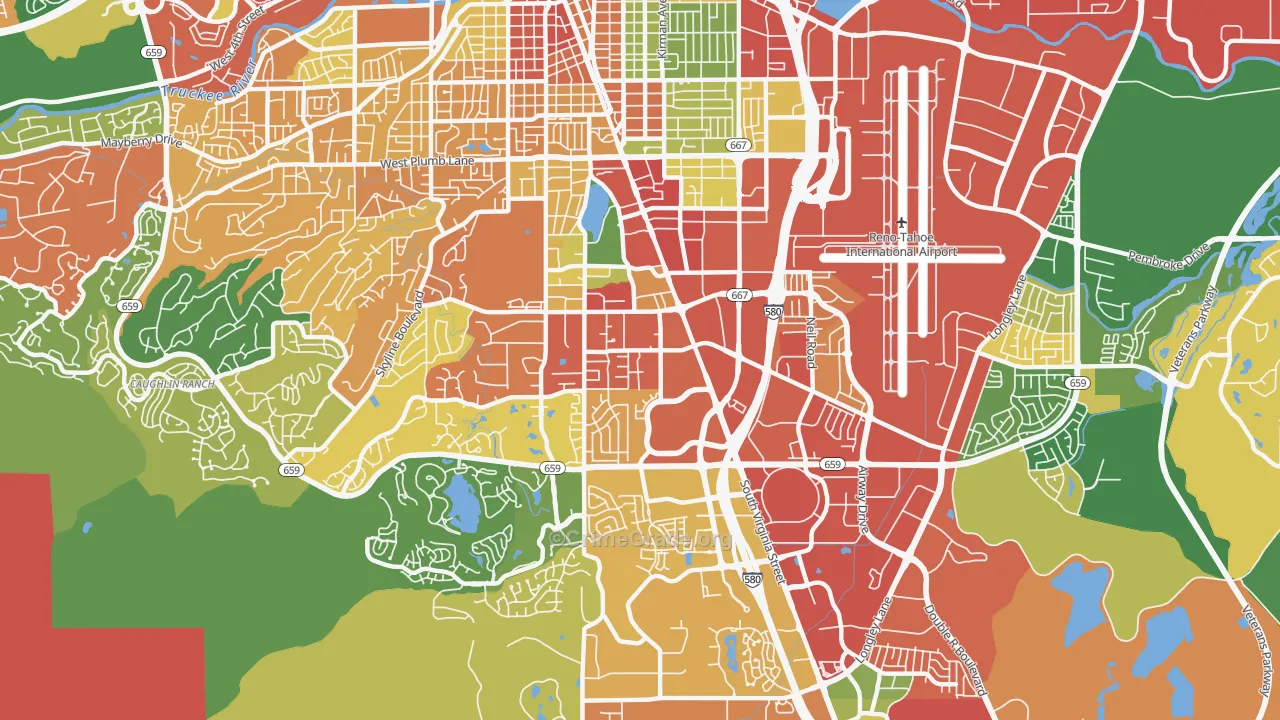 South Central, Reno, NV Map of Drug-Related Crime Rates