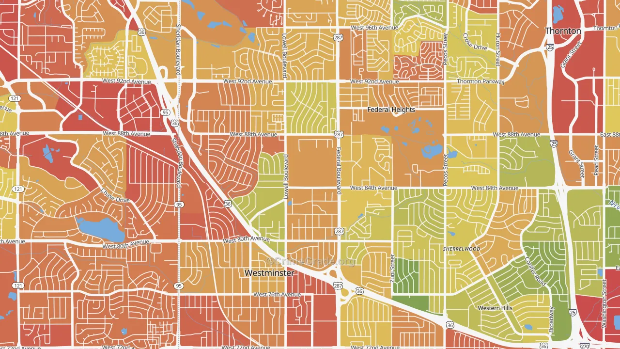South Central Westminster, Westminster, CO Map of Drug-Related Crime Rates