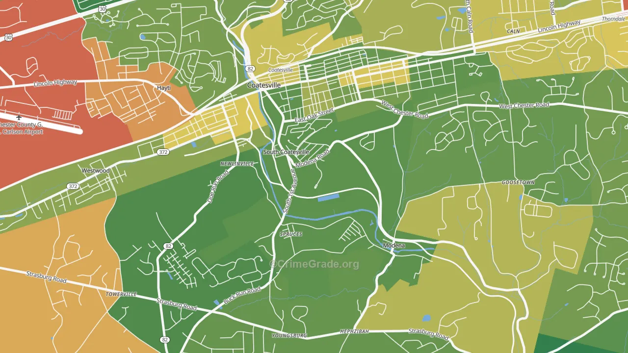 South Coatesville, PA Map of Drug-Related Crime Rates