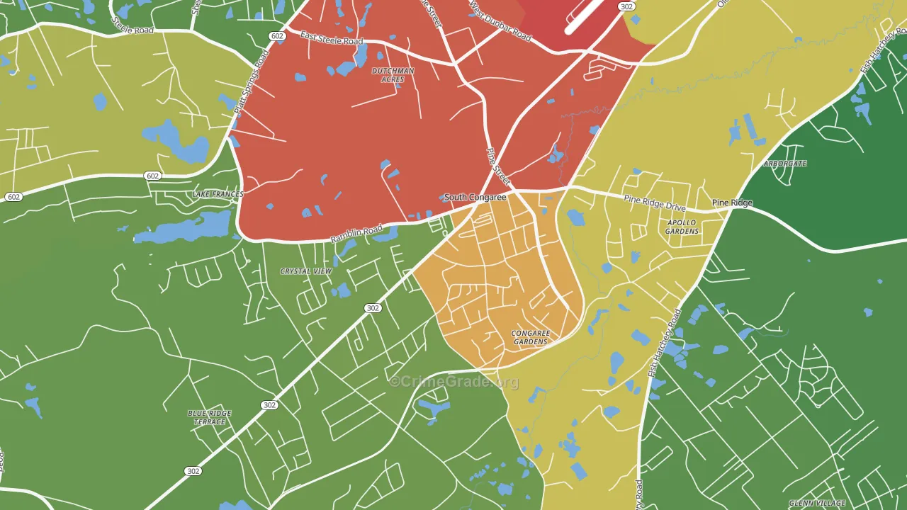 South Congaree, SC Map of Drug-Related Crime Rates