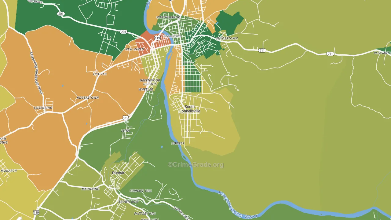 South Connellsville, PA Map of Drug-Related Crime Rates