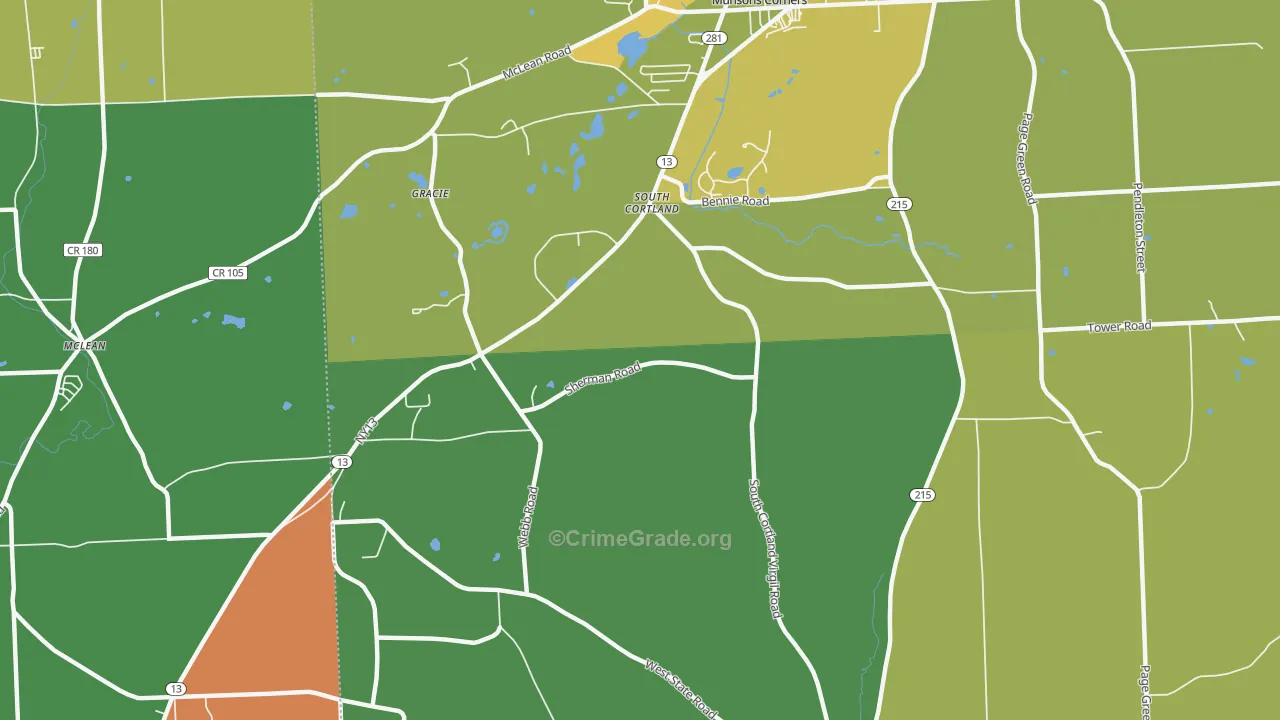 South Cortland, NY Map of Drug-Related Crime Rates