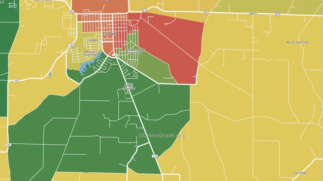 South Crossett, AR Map of Drug-Related Crime Rates