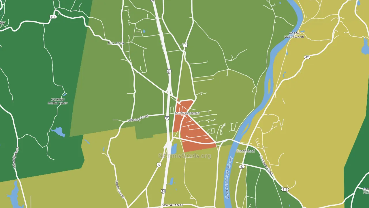 South Deerfield, MA Map of Drug-Related Crime Rates