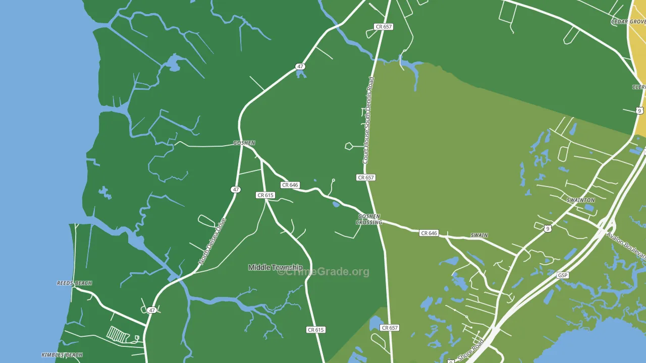 South Dennis, NJ Map of Drug-Related Crime Rates