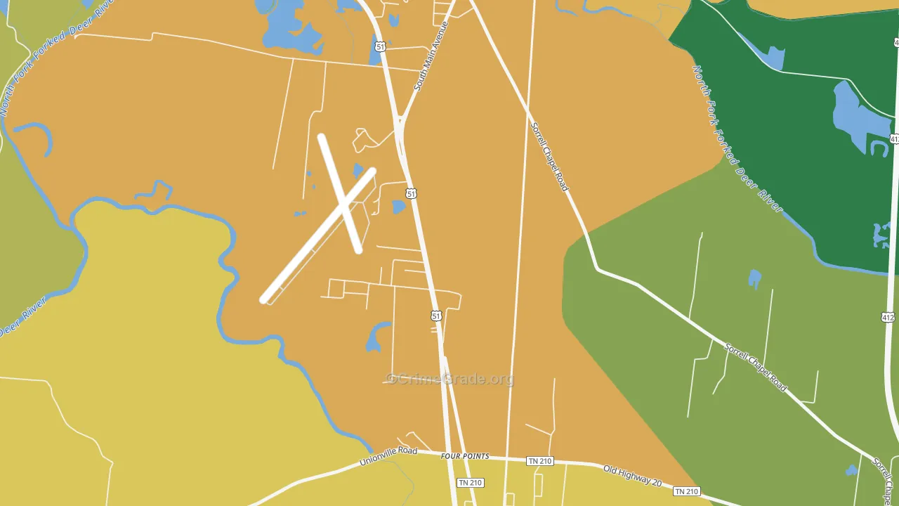 South Dyersburg, TN Map of Drug-Related Crime Rates