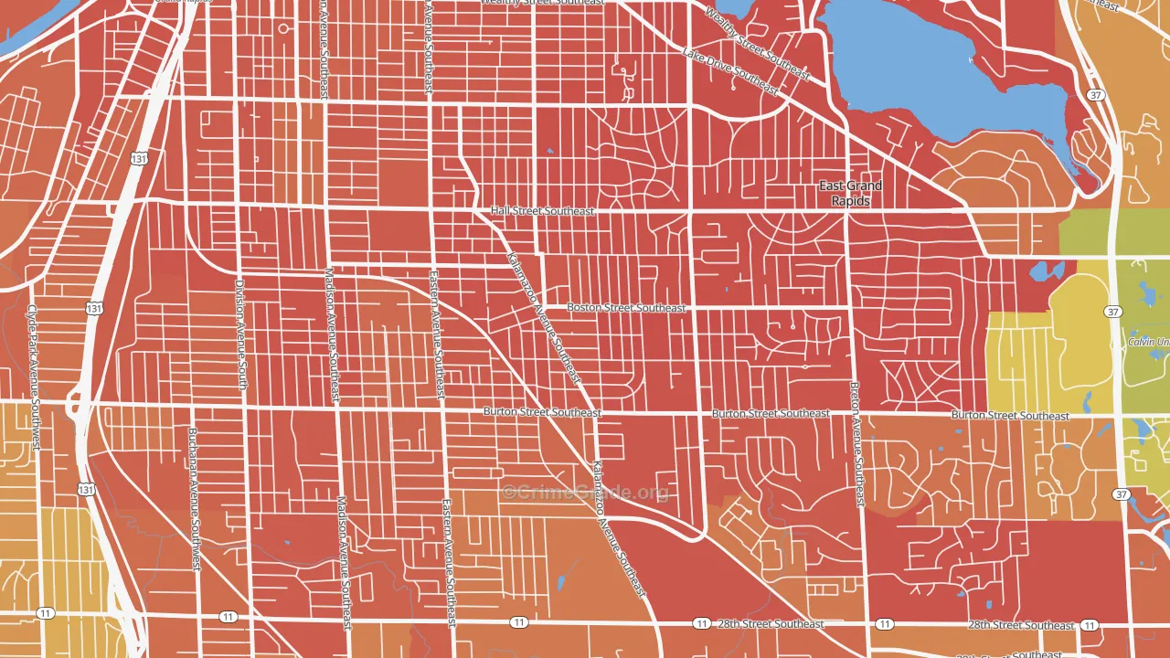South East End, Grand Rapids, MI Map of Drug-Related Crime Rates