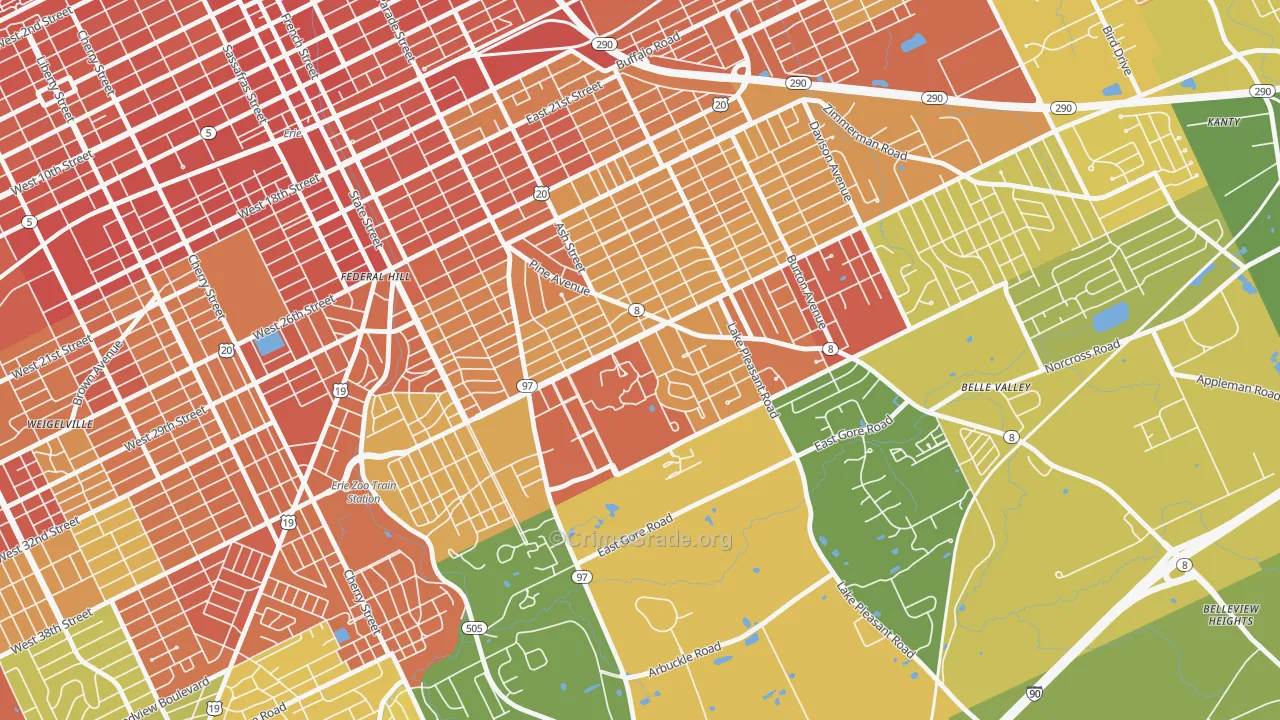South East Hills, Erie, PA Map of Drug-Related Crime Rates