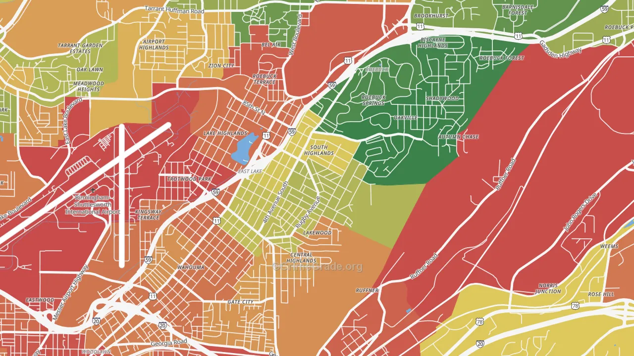 South East Lake, Birmingham, AL Map of Drug-Related Crime Rates