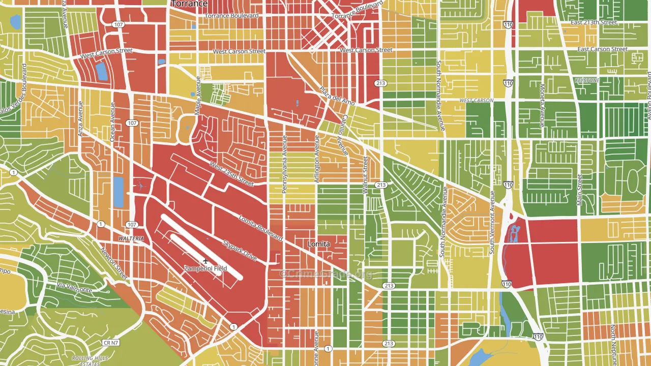 South East Torrance, Torrance, CA Map of Drug-Related Crime Rates