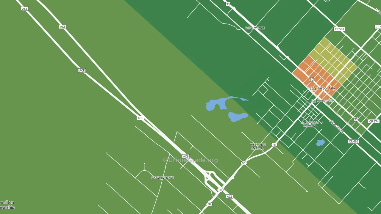 South Egg Harbor, NJ Map of Drug-Related Crime Rates