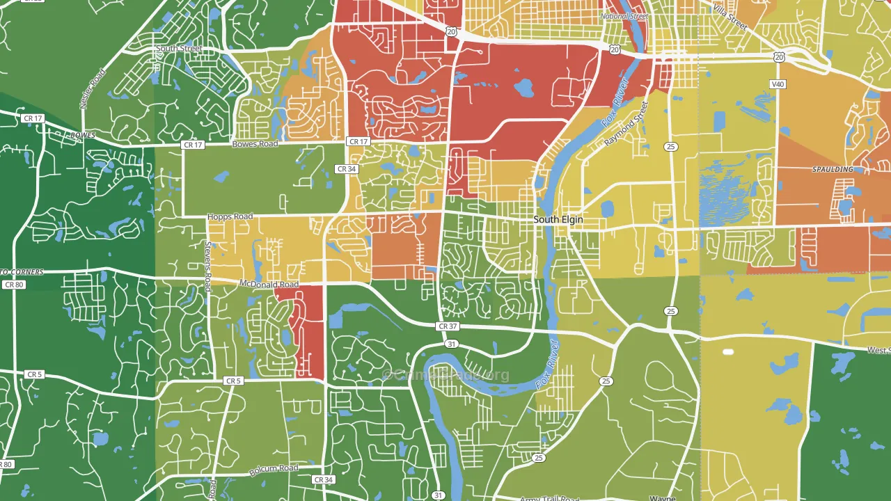 South Elgin, IL Map of Drug-Related Crime Rates