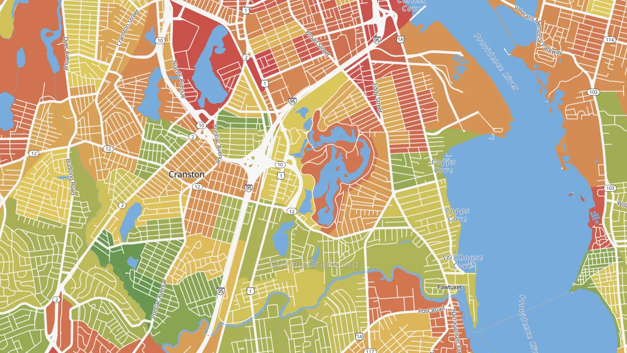 South Elmwood, Providence, RI Map of Drug-Related Crime Rates