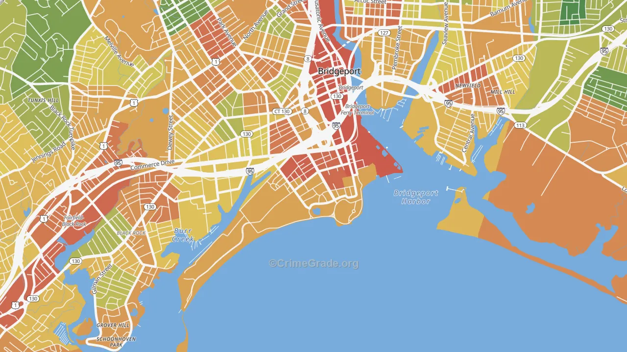 South End, Bridgeport, CT Map of Drug-Related Crime Rates