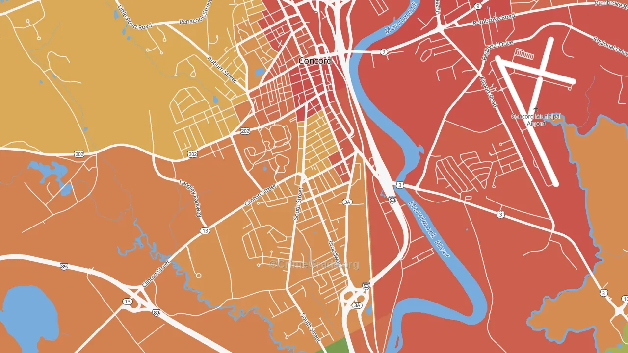 South End, Concord, NH Map of Drug-Related Crime Rates