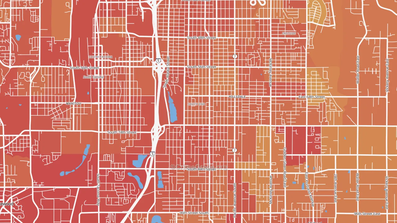 South End, Tacoma, WA Map of Drug-Related Crime Rates