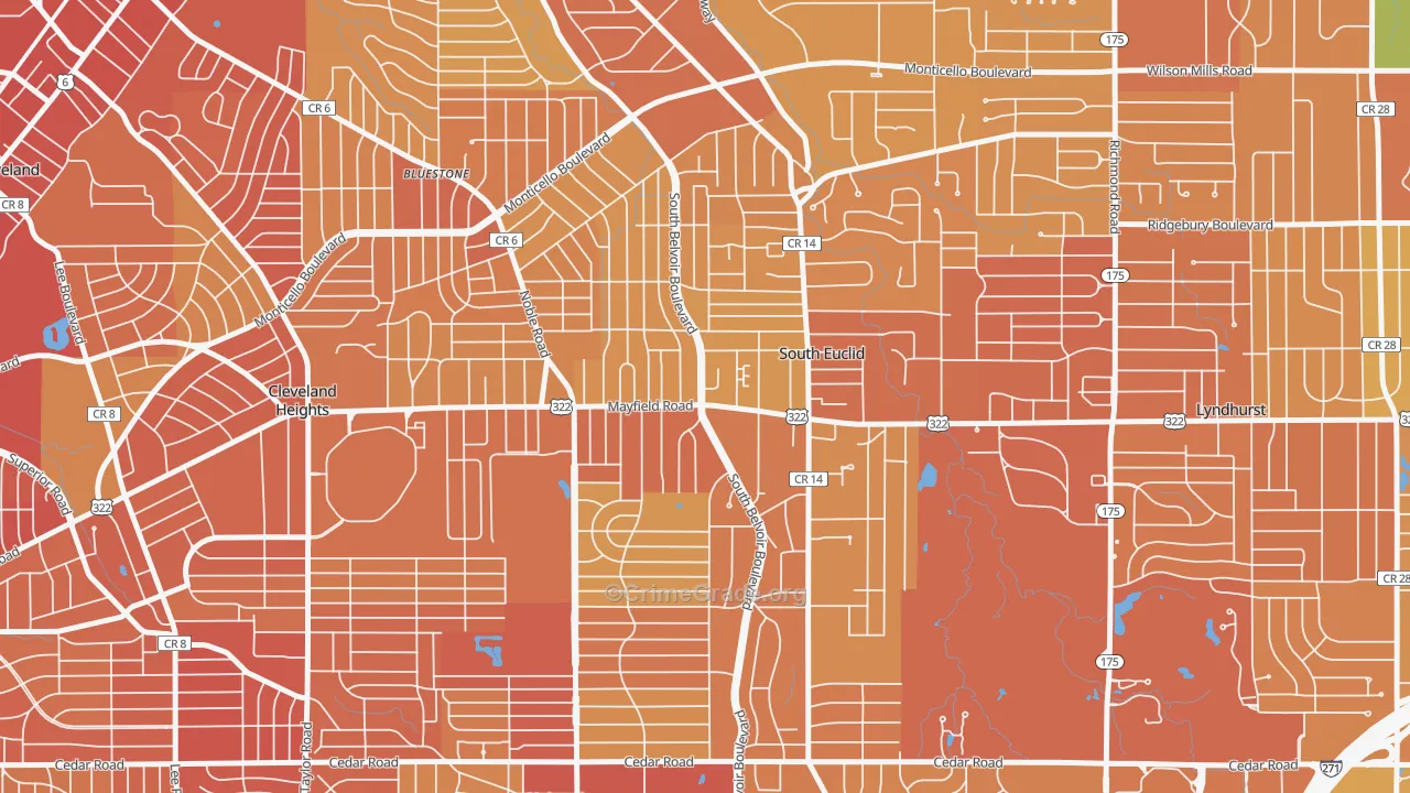 South Euclid, OH Map of Drug-Related Crime Rates