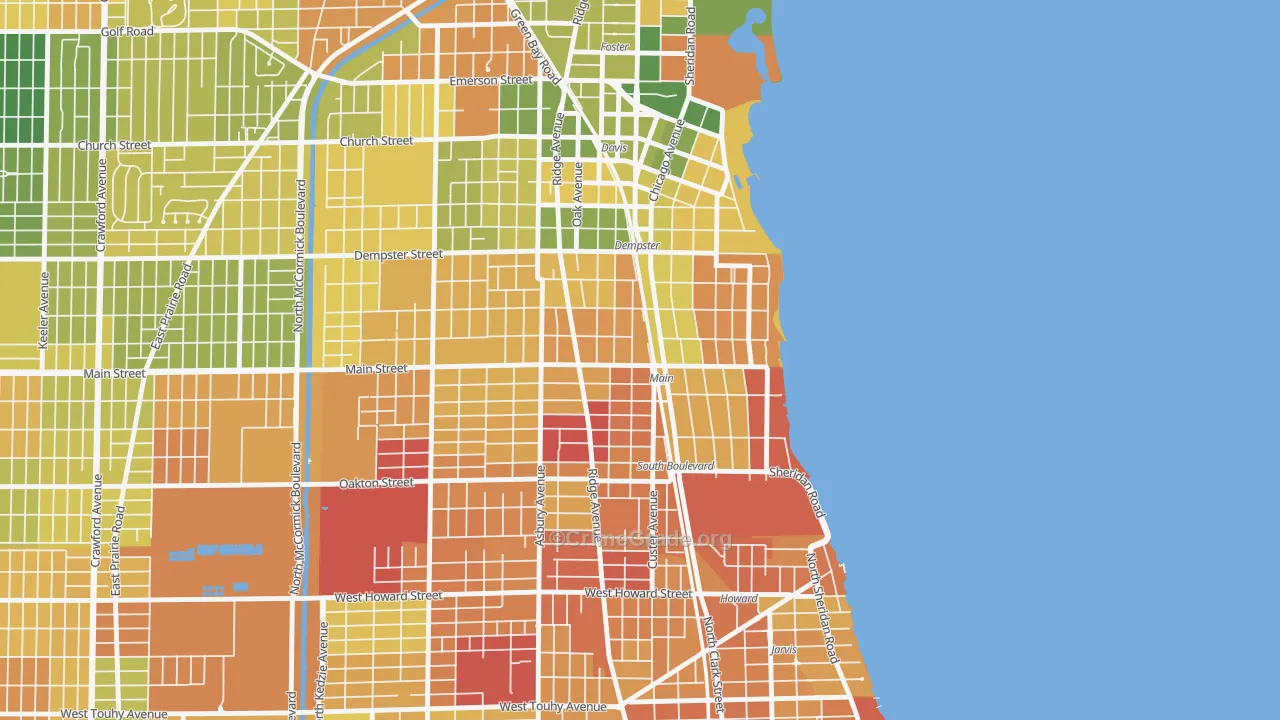 South Evanston, Evanston, IL Map of Drug-Related Crime Rates