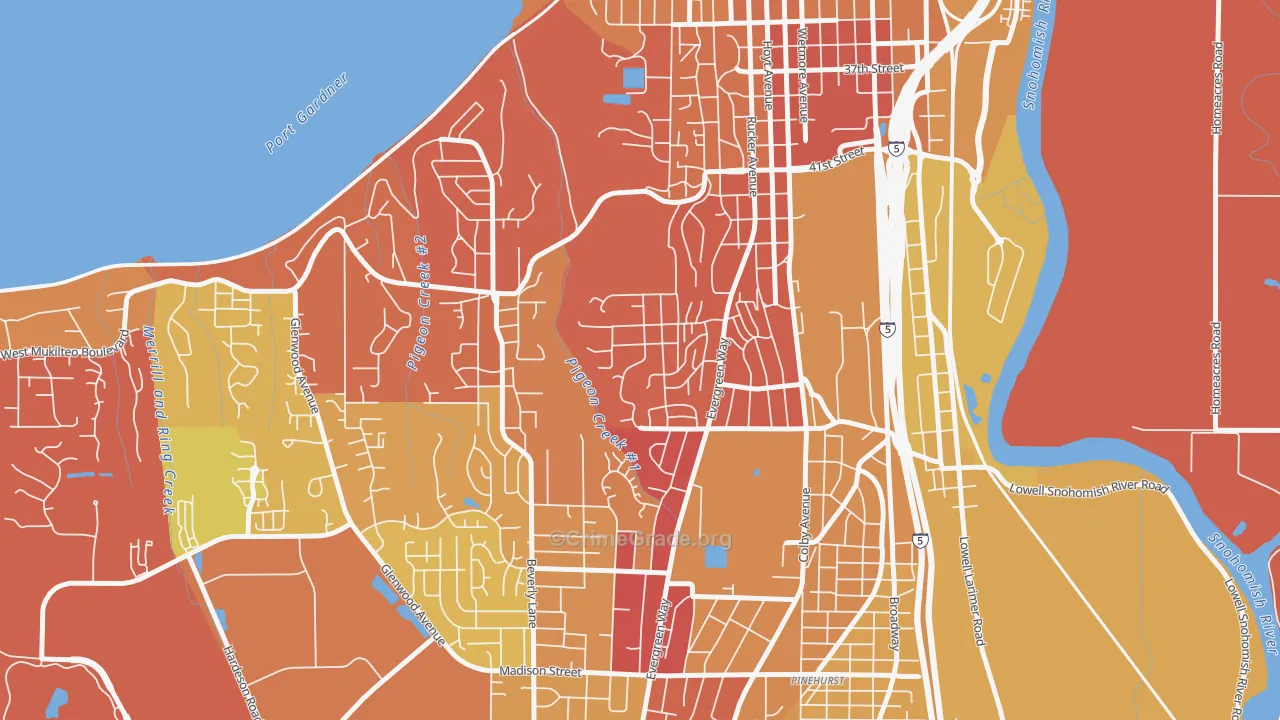 South Forest Park, Everett, WA Map of Drug-Related Crime Rates