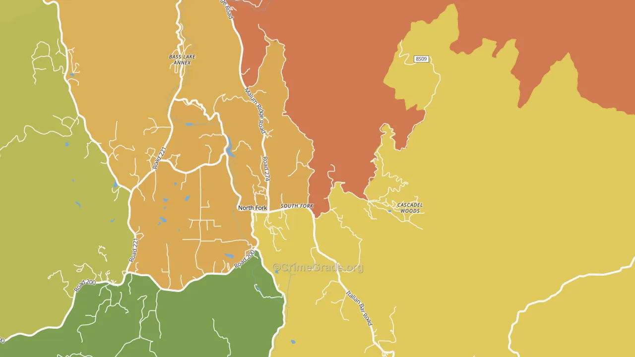South Fork, CA Map of Drug-Related Crime Rates
