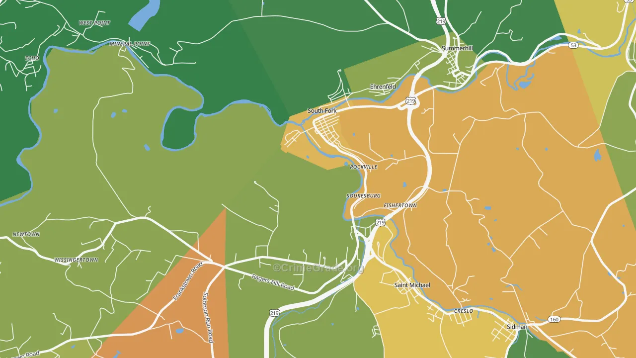 South Fork, PA Map of Drug-Related Crime Rates