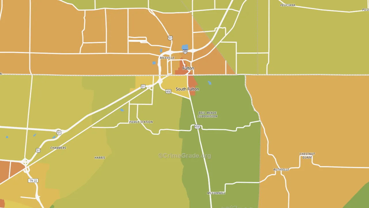 South Fulton, TN Map of Drug-Related Crime Rates
