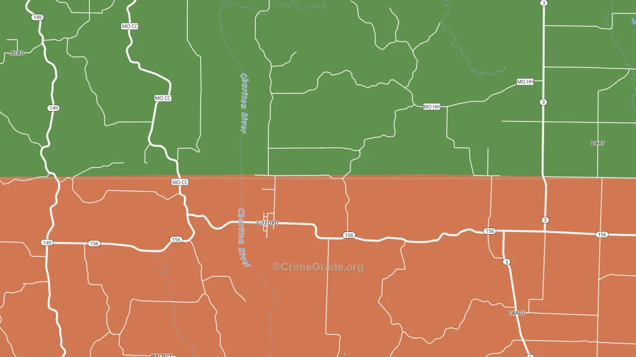South Gifford, MO Map of Drug-Related Crime Rates