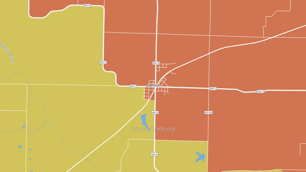 South Gorin, MO Map of Drug-Related Crime Rates