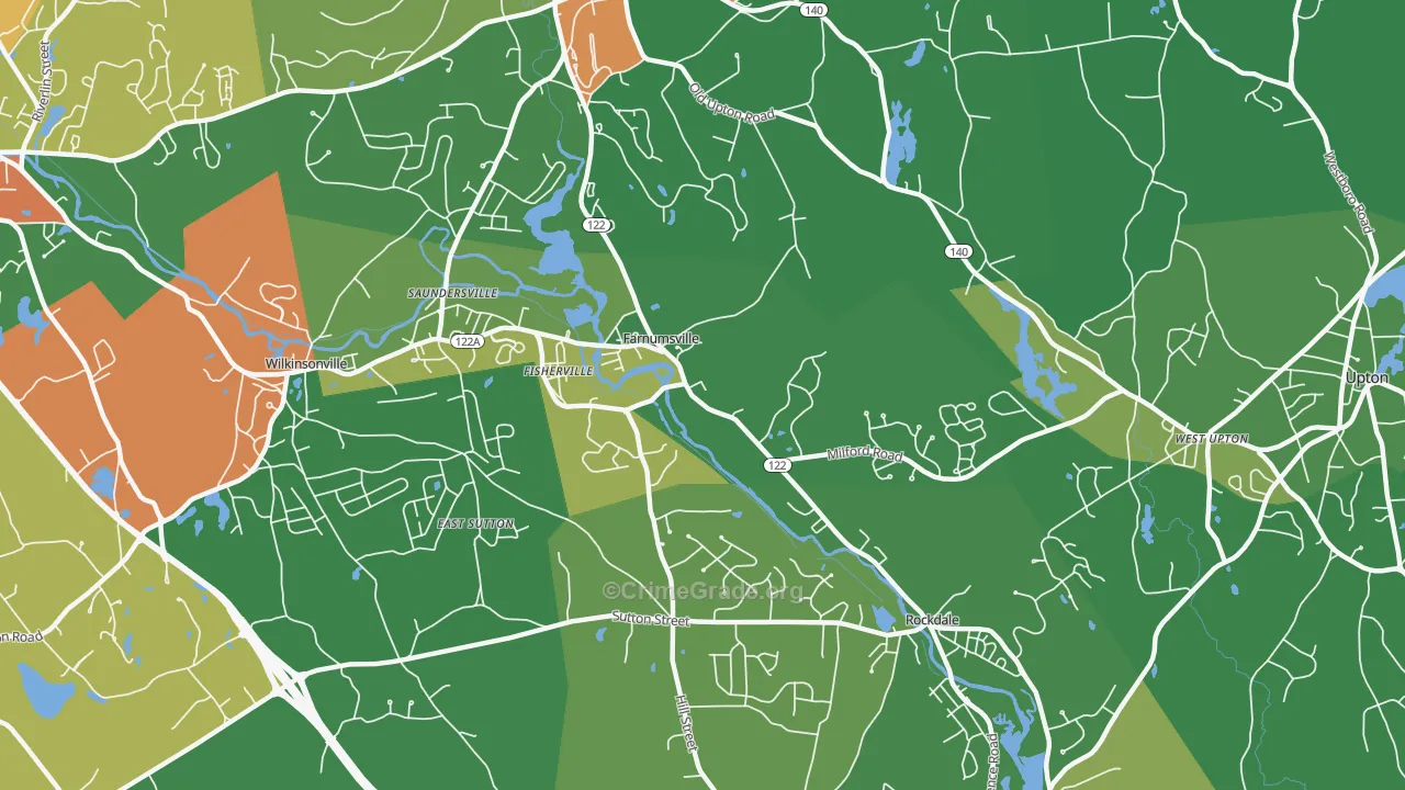 South Grafton, MA Map of Drug-Related Crime Rates