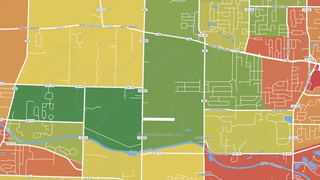 South Greece, NY Map of Drug-Related Crime Rates