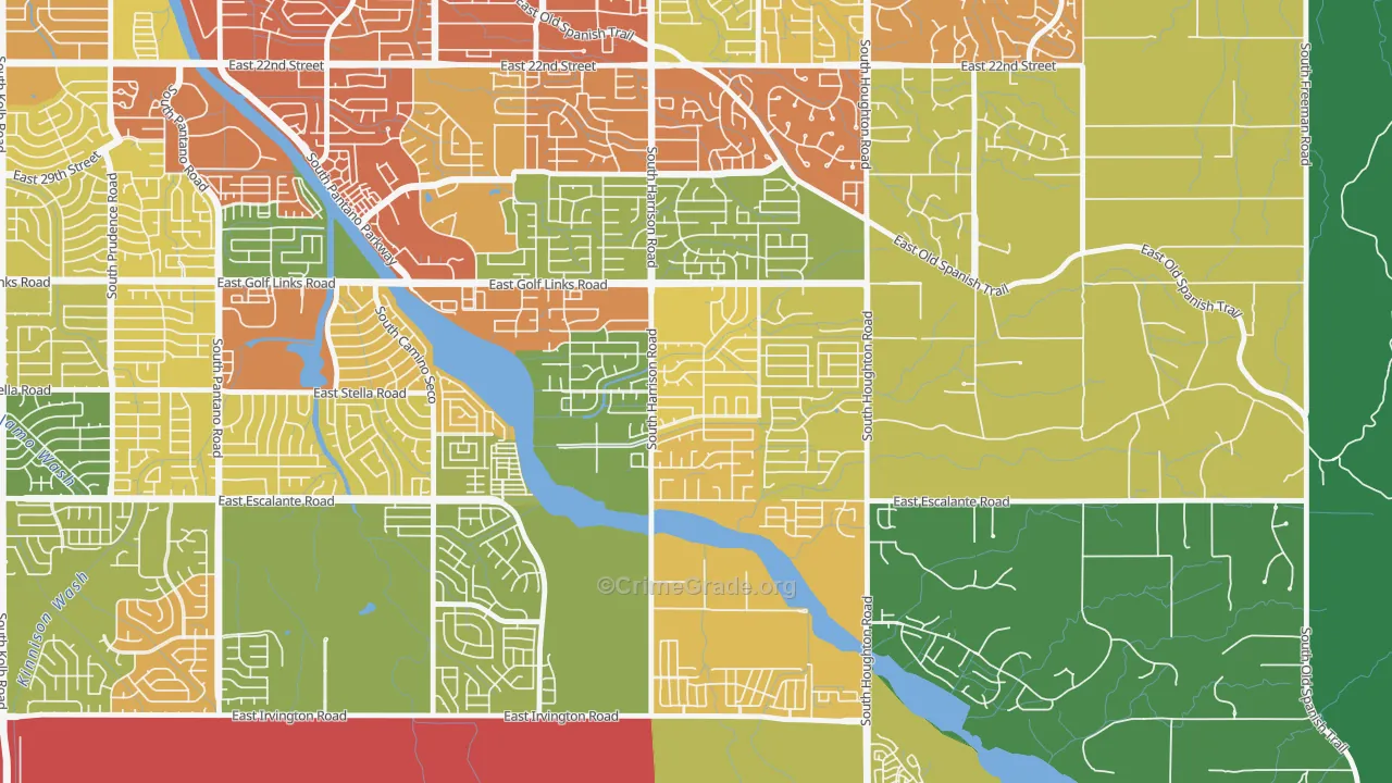 South Harrison, Tucson, AZ Map of Drug-Related Crime Rates