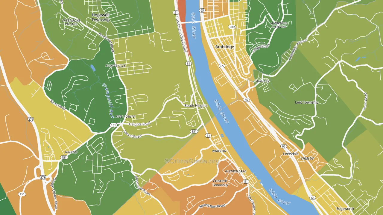 South Heights, PA Map of Drug-Related Crime Rates
