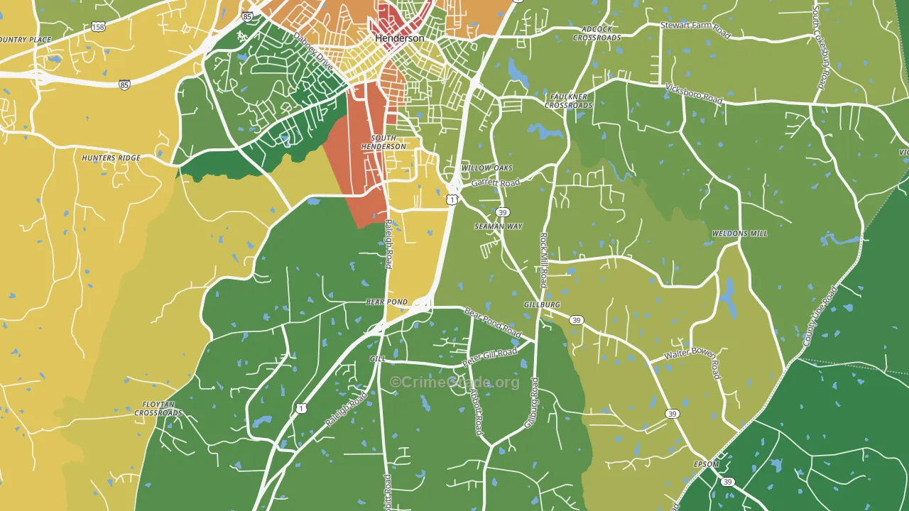 South Henderson, NC Map of Drug-Related Crime Rates