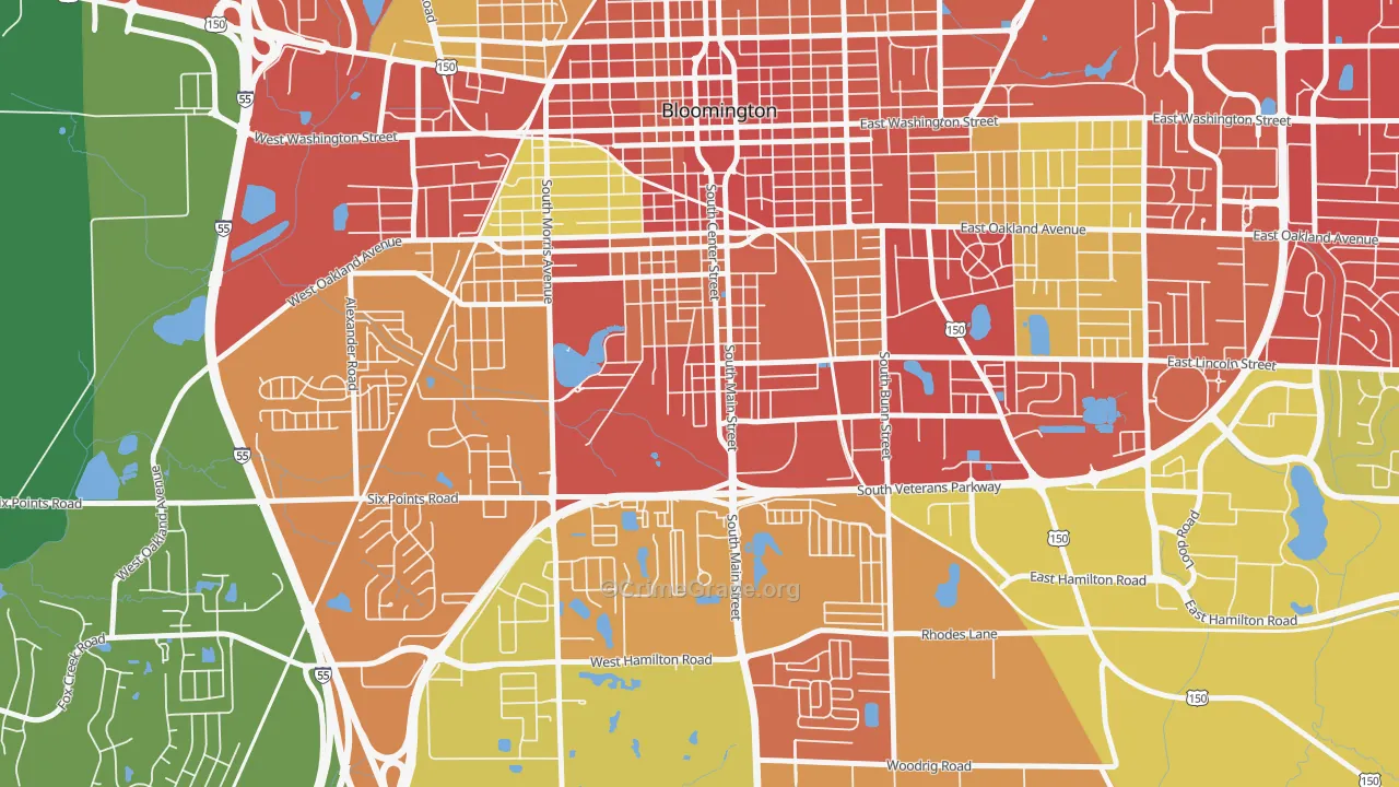 South Hill, Bloomington, IL Map of Drug-Related Crime Rates