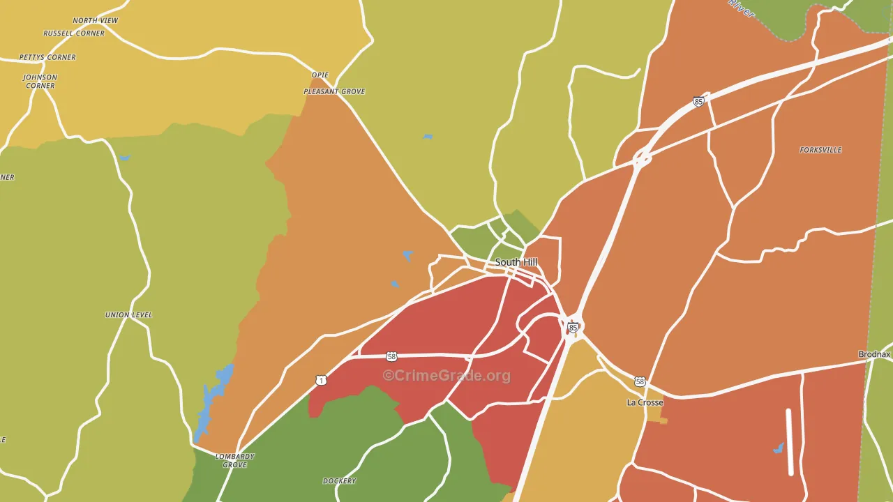 South Hill, VA Map of Drug-Related Crime Rates