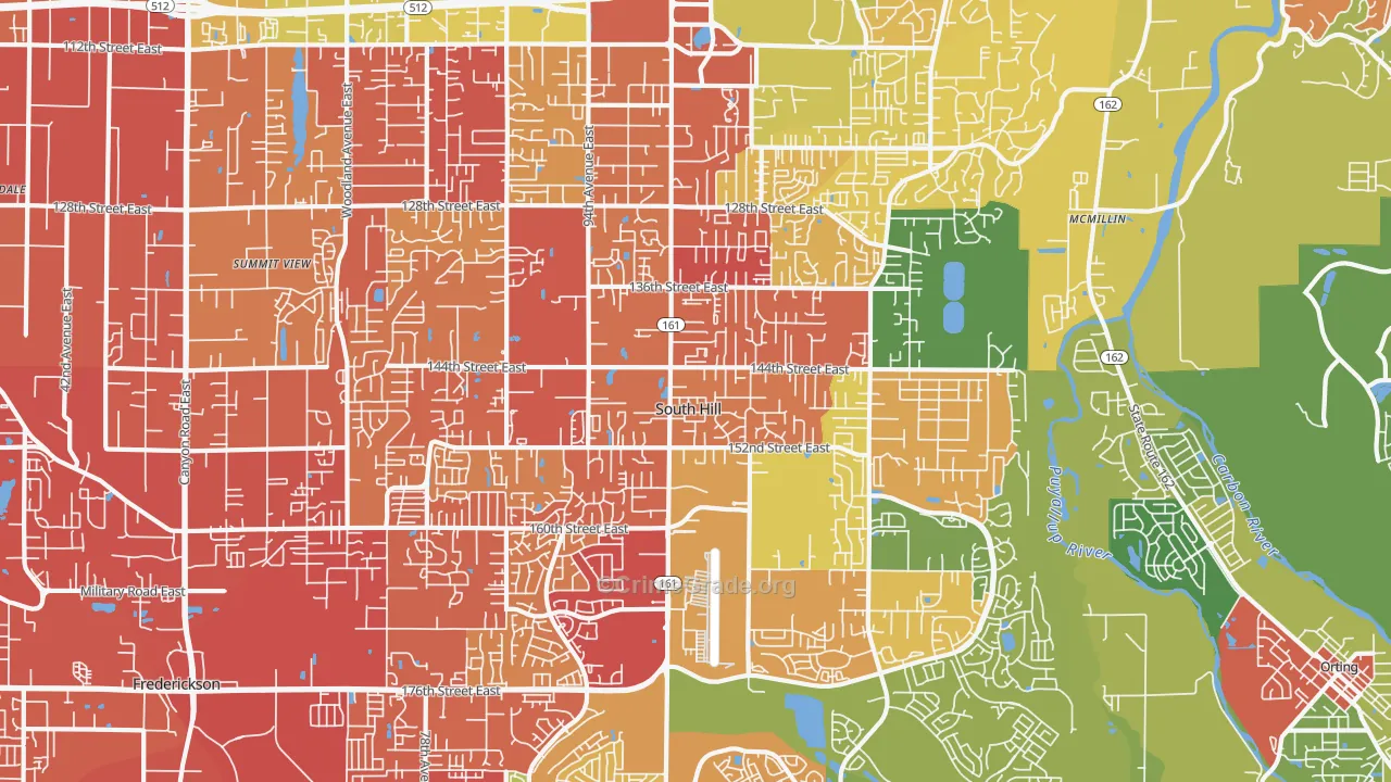 South Hill, WA Map of Drug-Related Crime Rates
