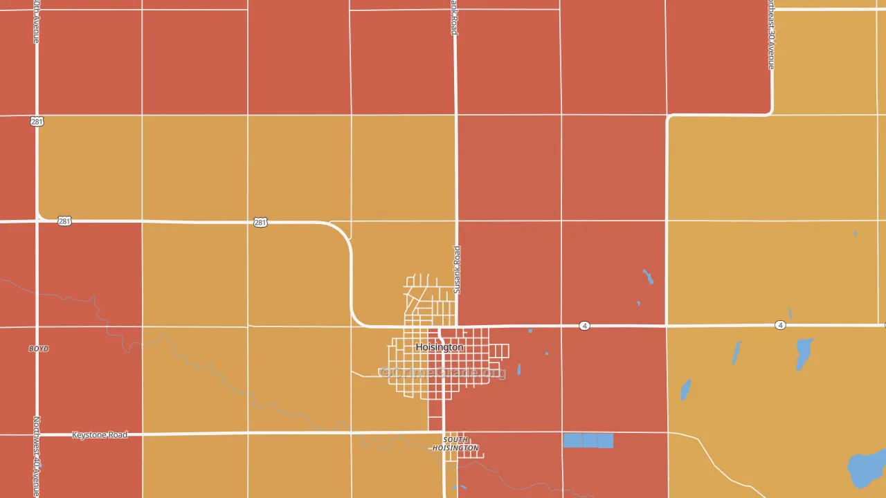 South Hoisington, KS Map of Drug-Related Crime Rates