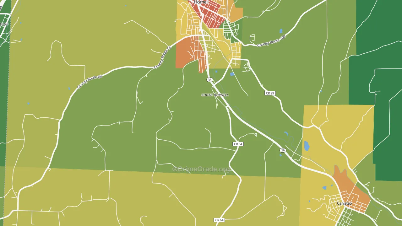 South Hornell, NY Map of Drug-Related Crime Rates