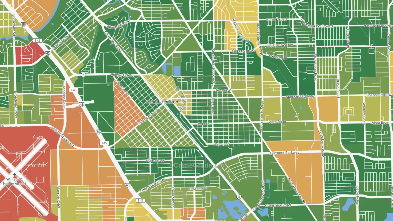 South Houston, TX Map of Drug-Related Crime Rates
