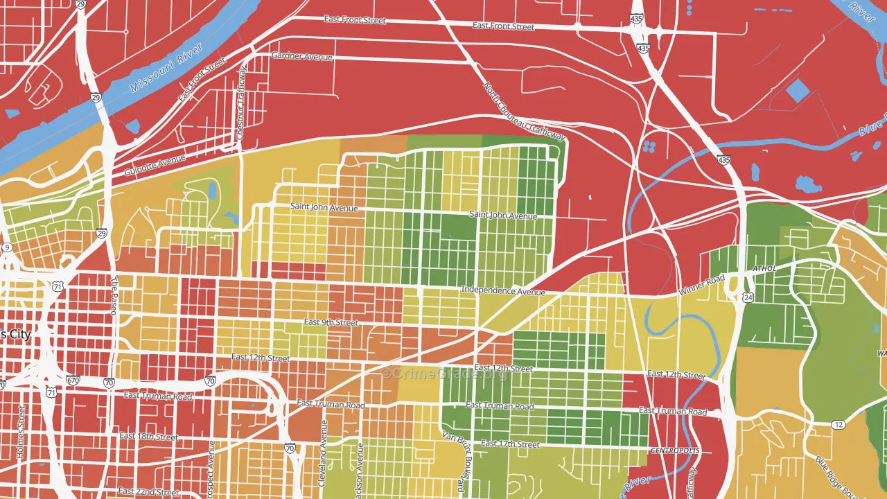 South India Mound, Kansas City, MO Map of Drug-Related Crime Rates