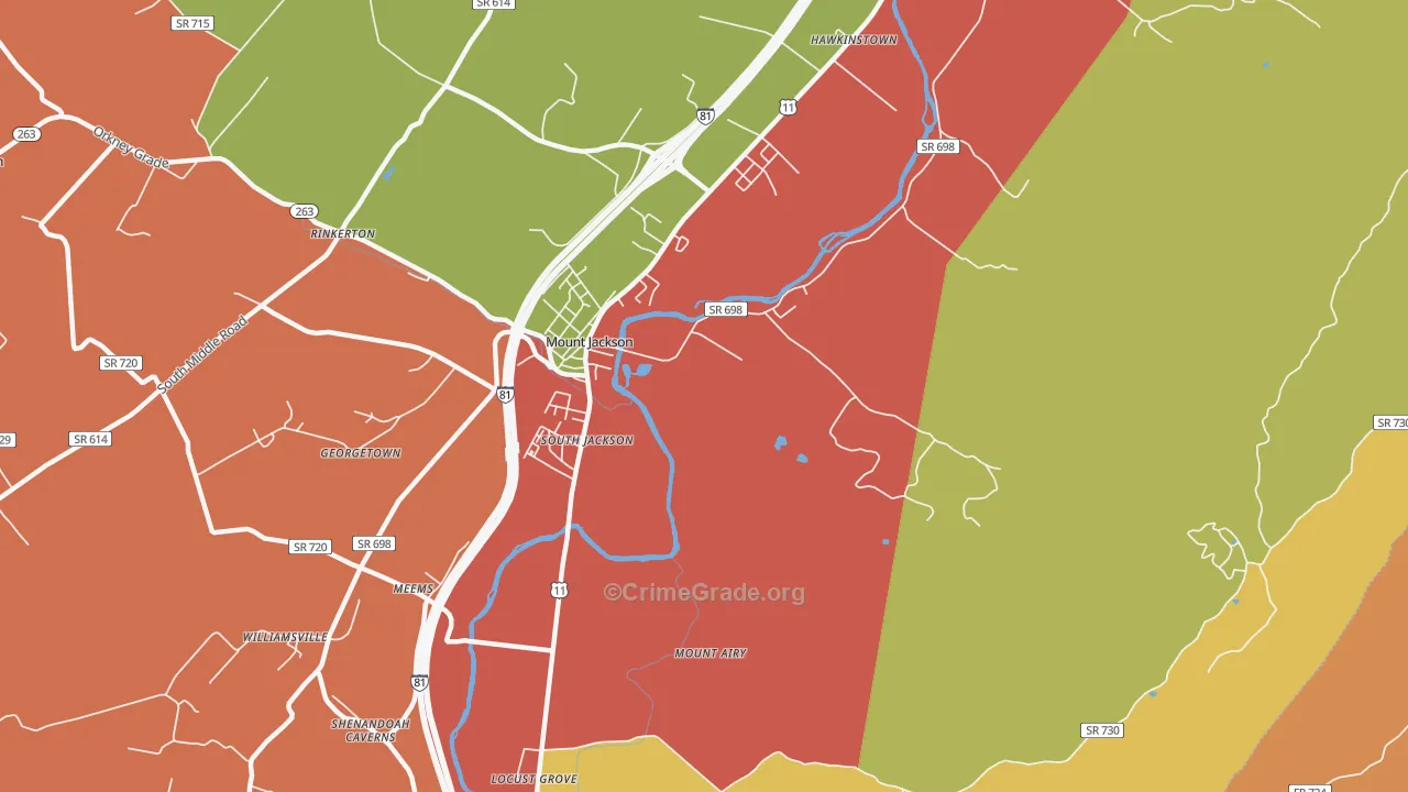 South Jackson, VA Map of Drug-Related Crime Rates