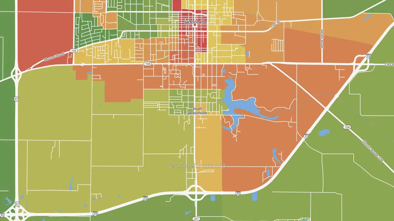South Jacksonville, IL Map of Drug-Related Crime Rates