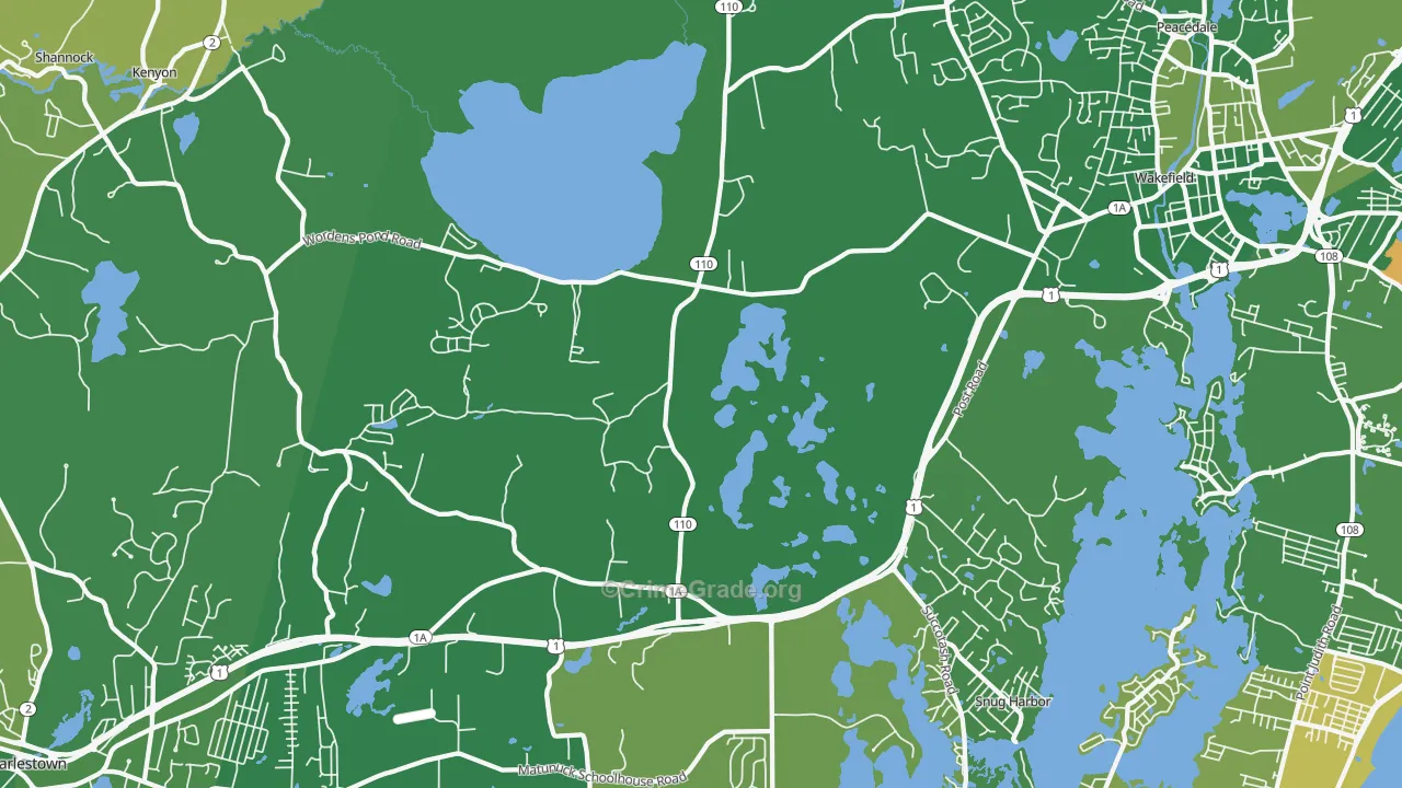 South Kingstown, RI Map of Drug-Related Crime Rates