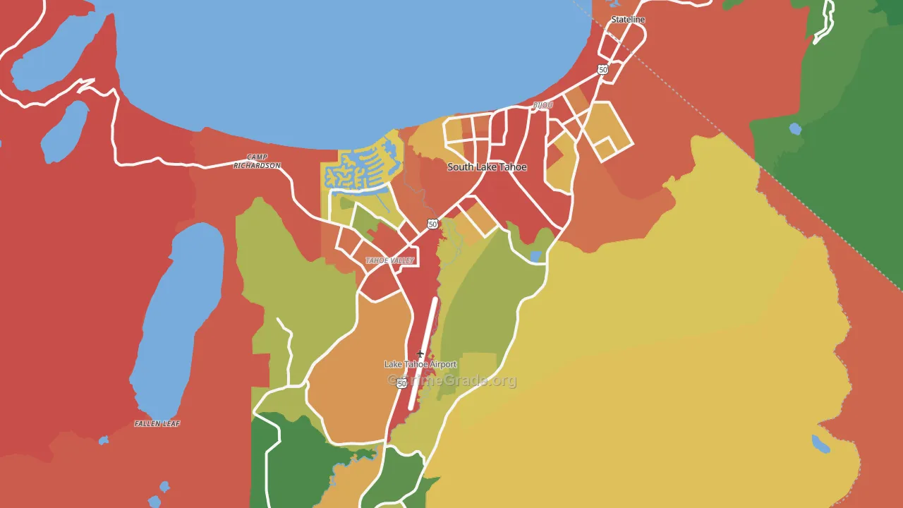 South Lake Tahoe, CA Map of Drug-Related Crime Rates
