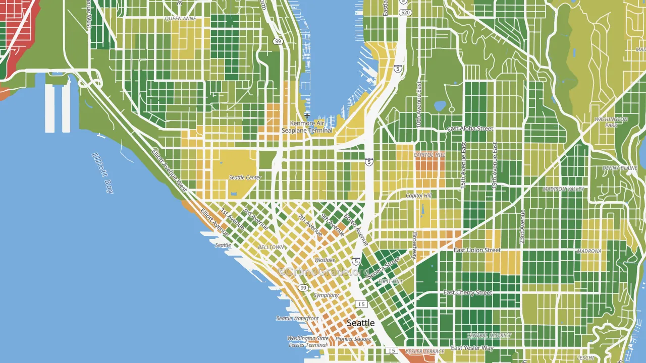 South Lake Union, Seattle, WA Map of Drug-Related Crime Rates