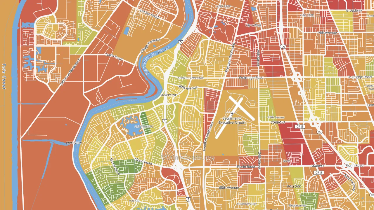 South Land Park, Sacramento, CA Map of Drug-Related Crime Rates