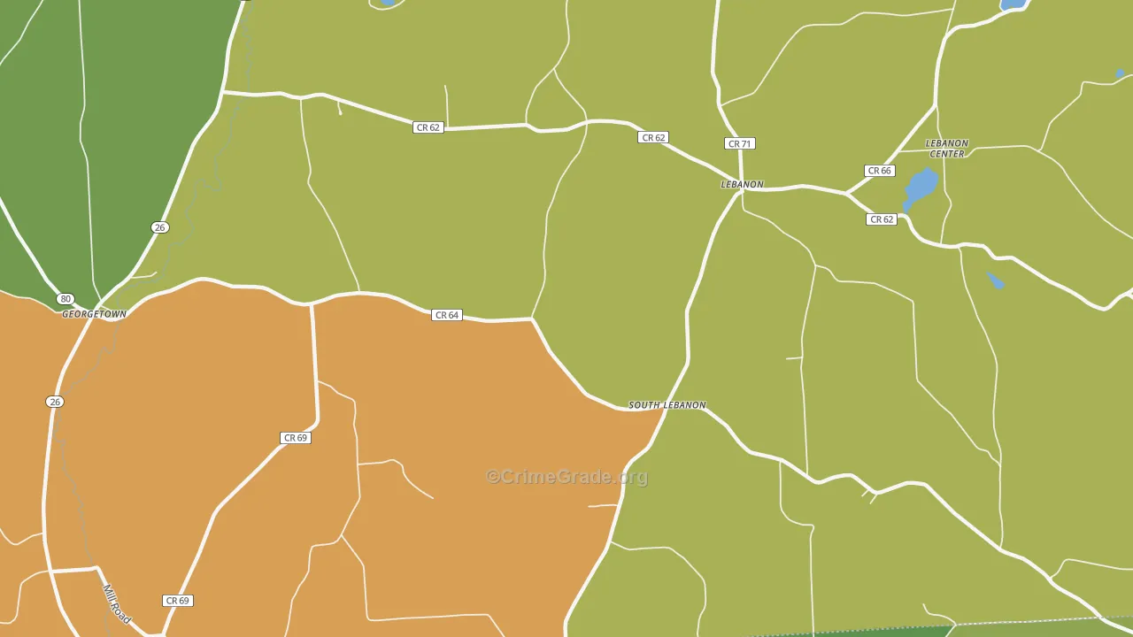 South Lebanon, NY Map of Drug-Related Crime Rates