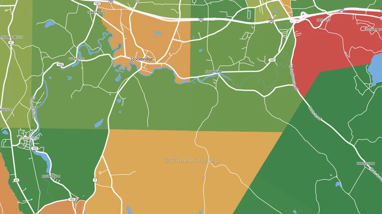 South Lee, MA Map of Drug-Related Crime Rates