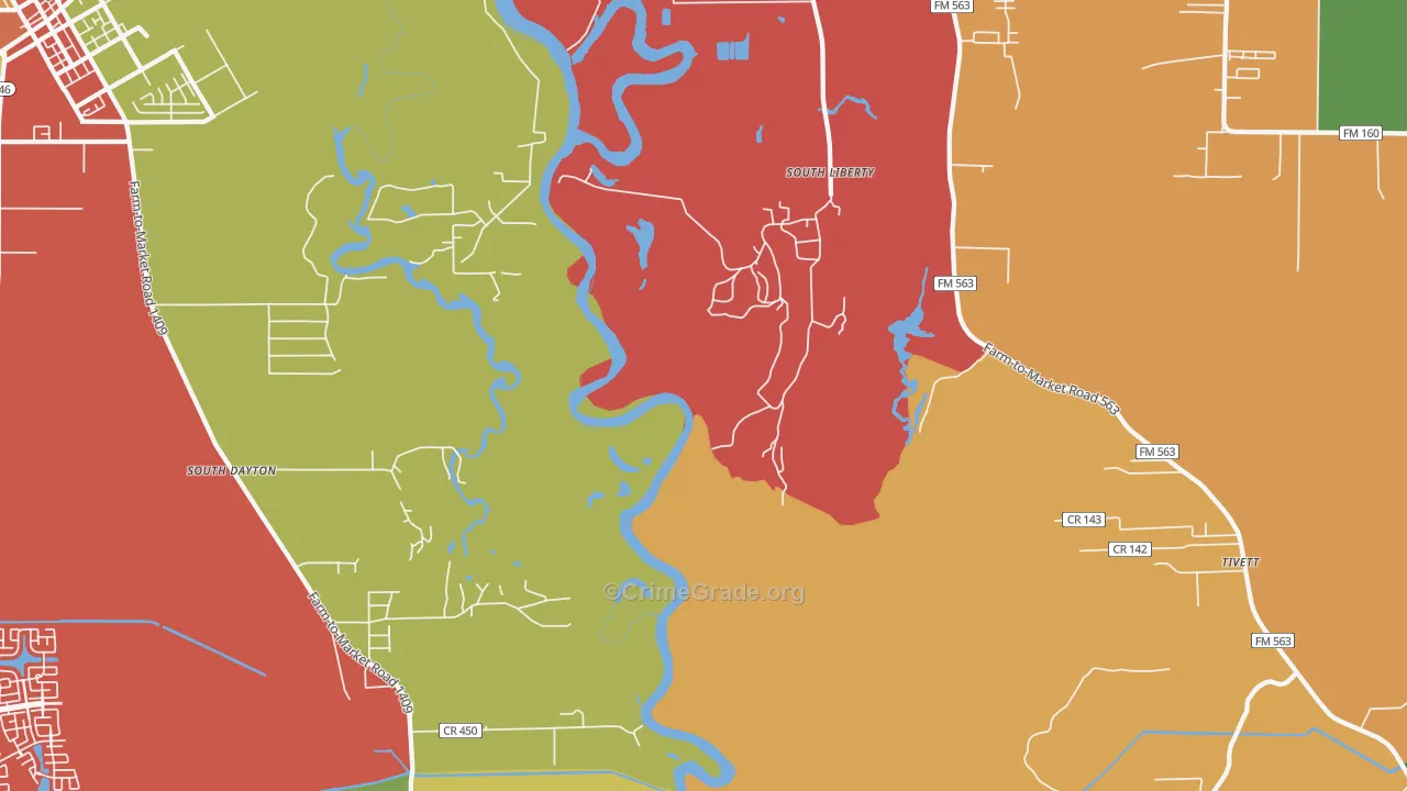 South Liberty, TX Map of Drug-Related Crime Rates